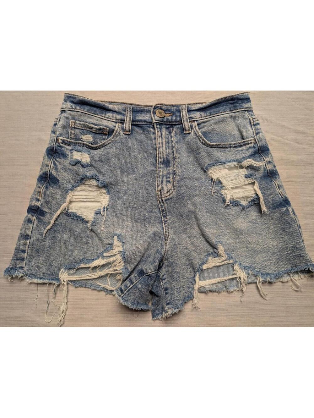 So Super High Rise 90's Boyfriend Shorts Distressed Ripped Cut Off Size 9 29W